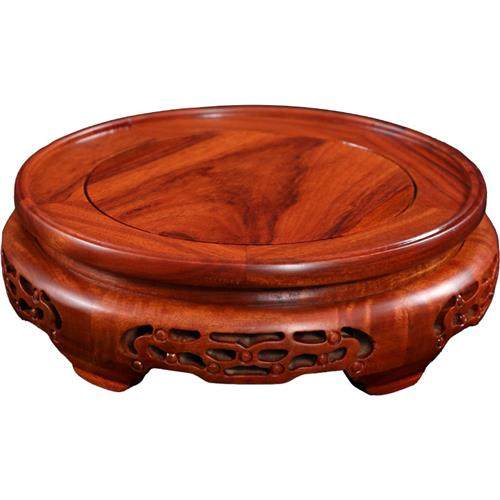 红木花瓶底座实木圆形石头摆件花盆栽佛像酒缸茶壶工艺品底座托架