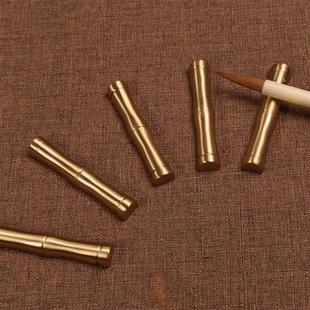 黄铜竹节笔搁 毛笔搁笔架 文房镇纸小镇尺实心纯铜笔山放毛笔架子