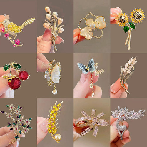 衣服点缀饰品猫眼石胸针女个性百搭胸花毛衣西服大气衣服外套别针