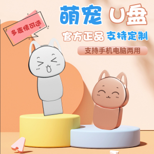 卡通创意U盘可爱小猫64G办公室女学生type-c手机电脑两用官方正品