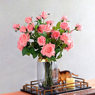 手感保湿 玫瑰花束假花仿真花客厅落地花餐桌花摆花装 饰花艺