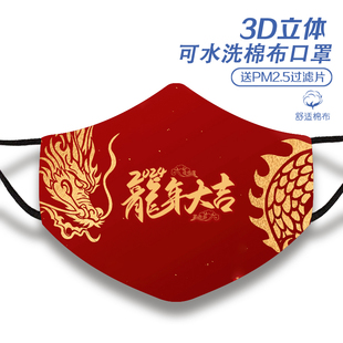 2024龙年口罩成人新年网红3d立体中国风春节过年本命年吉祥物礼物