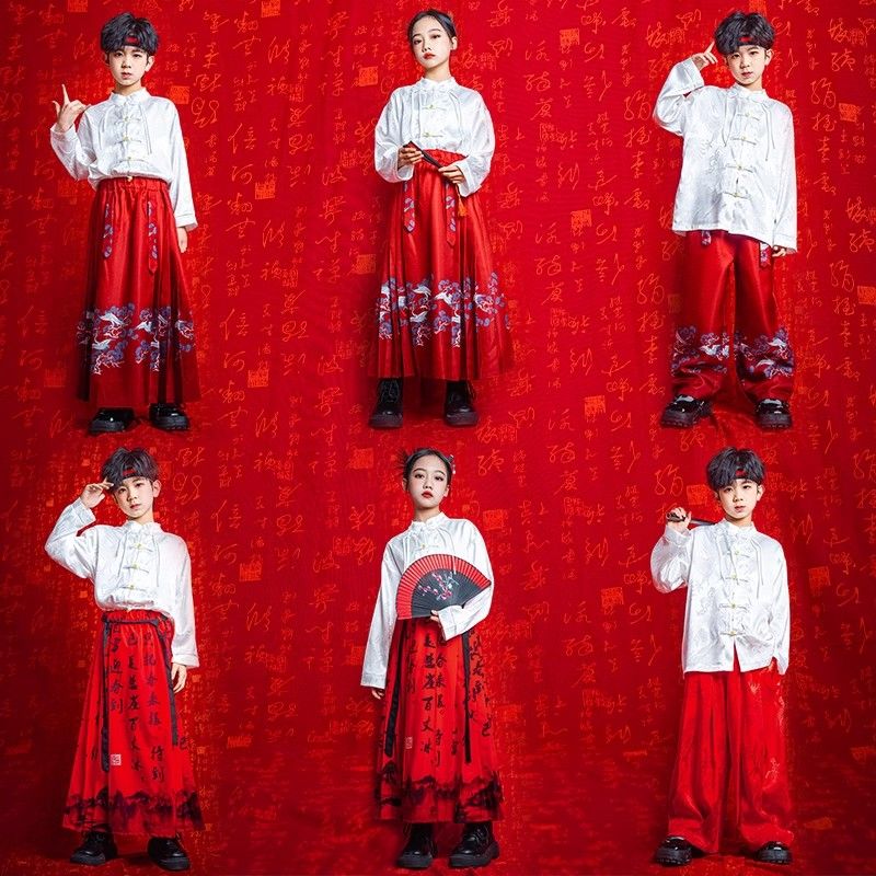 中国风儿童演出服元旦男