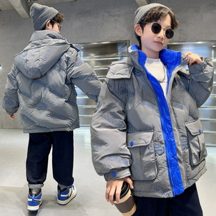 男童冬装羽绒服加厚2025新款大童冬季男孩炸街痞帅儿童中长款外套