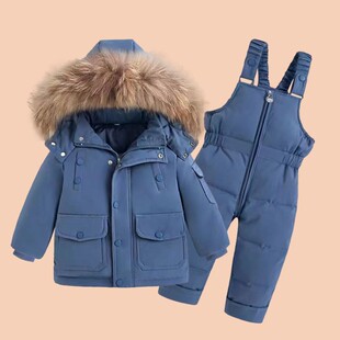 宝宝羽绒服套装冬装婴幼儿儿童加厚两件套男童女童滑雪服外套