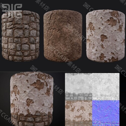 substance designer SD岩石土泥砖墙地面土墙石墙纹理材质sbs