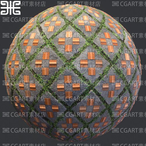 substance designer SD地面街道瓷砖砖石地砖小草纹理材质球sbs