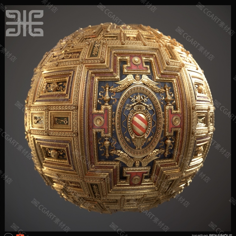 Substance Designer欧式古典金属花纹巴洛克式天花板纹理sd材质球