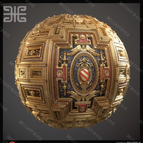 Substance Designer欧式古典金属花纹巴洛克式天花板纹理sd材质球