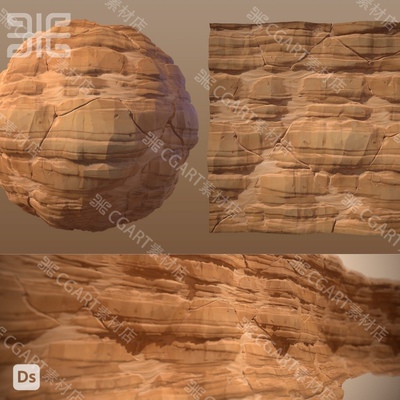 Substance Designer风格化沙漠岩石地形干旱悬崖山崖山体SD材质球