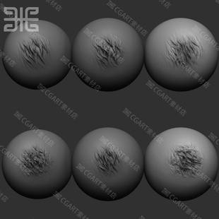 25种zbrush风格化头发毛发alpha笔刷psd卡通手办动物皮毛雕刻笔刷