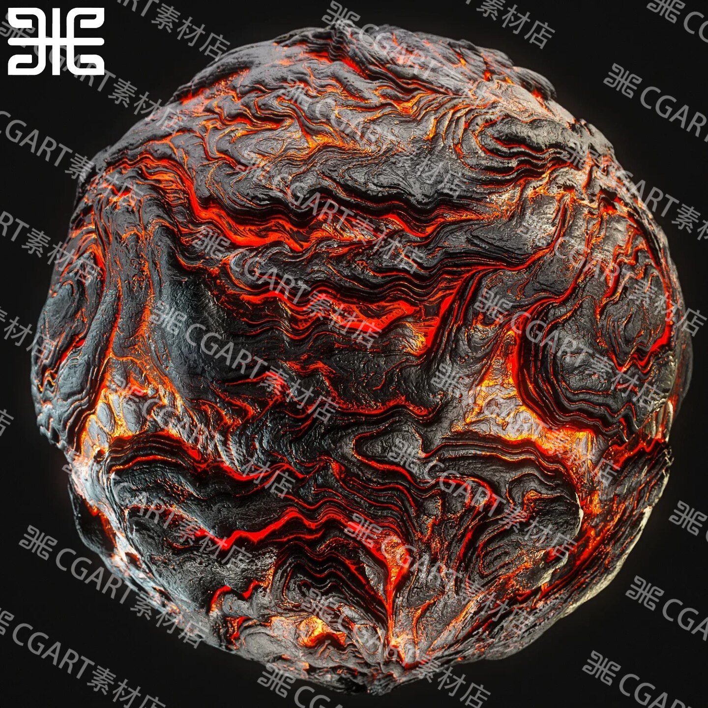 Substance Designer风格化火山岩浆熔岩裂纹纹理SD材质SP材质sbs