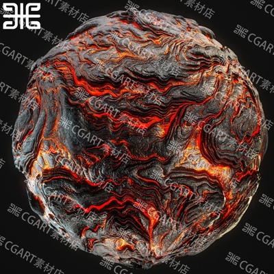 Substance Designer风格化火山岩浆熔岩裂纹纹理SD材质SP材质sbs