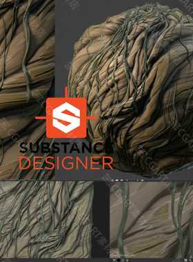 Substance Designer风格化植物树根材质球SD老树根藤蔓树皮材质