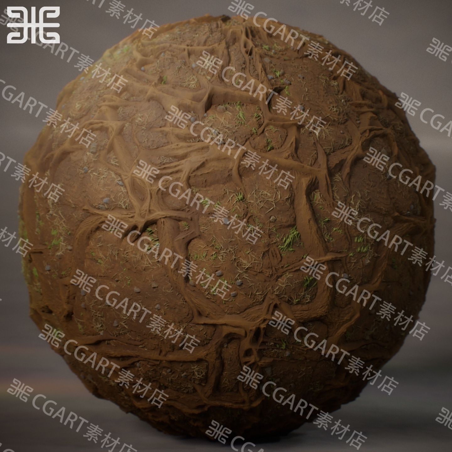 Substance Designer风格化森林地面树根土壤纹理sd材质球sp材质球