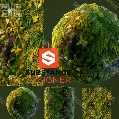 Substance Designer风格化植物叶子草丛材质球教程sd草坪草地sbs
