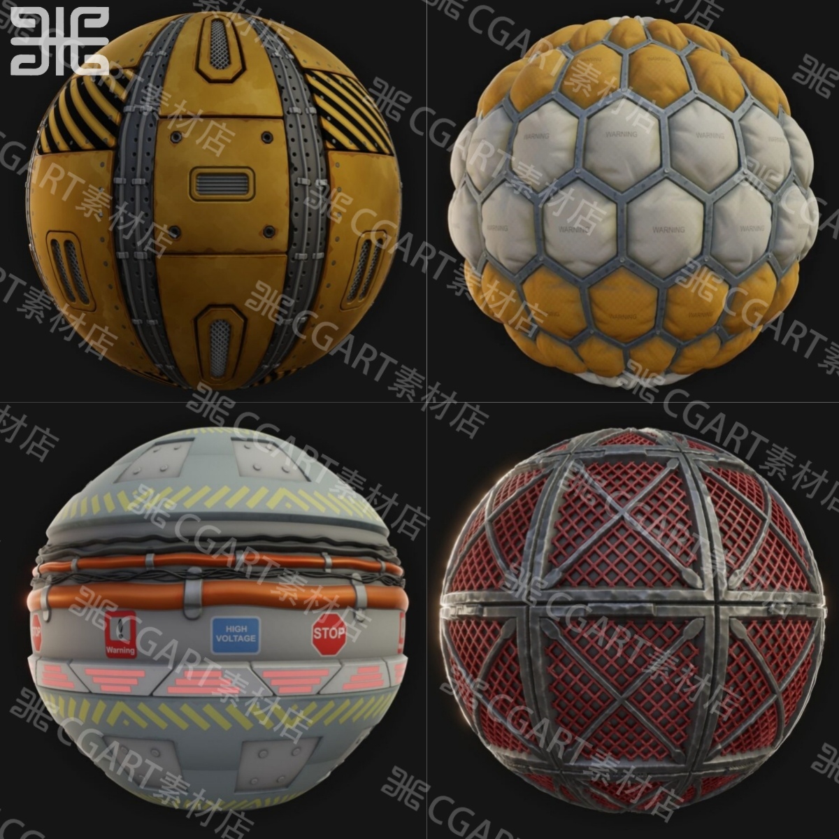 8种substance designer风格化科幻太空舱板工业仓板纹理SD材质球