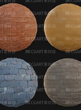 13种Substance Designer风格化红砖砖石砖块SP砖墙墙壁SD材质球