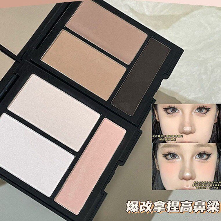 自然修容高光一体盘三色分区设计粉质细腻新手零失误打造精致小脸