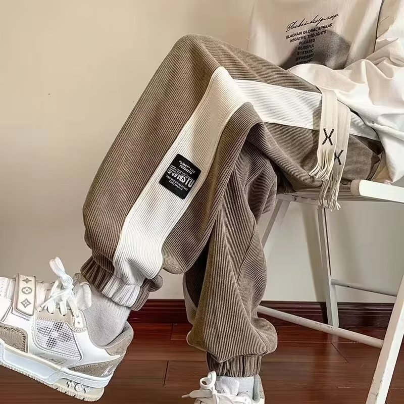 重磅运动卫裤男秋冬百搭束脚裤雪尼尔休闲裤加绒潮牌灯芯绒长裤子