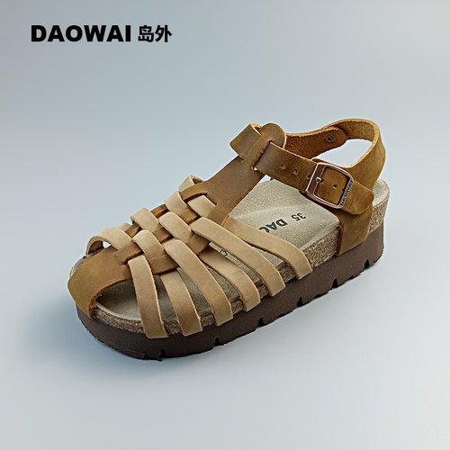 岛外daowai勃肯罗马编织凉鞋