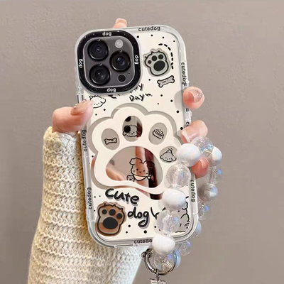 镜面萌心狗爪适用OPPO硅胶软壳