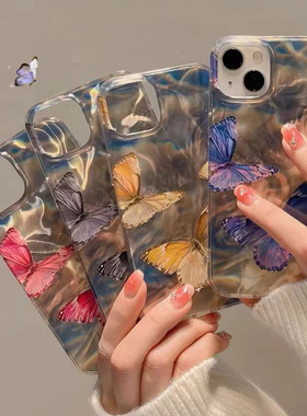 奢华炫彩蝴蝶适用于oppo A6pro/A5手机壳A3A2x/1/a96创意A2m女a11x/sA93/78保护套A58x/a35/a32/A9x全包羽纱