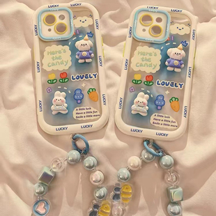 立体小兔狗狗适用于vivo X300PRO手机壳S20/19保护套X100Ultra女Y500/300pro/Y78X90/80高级X60/50S17/16奶油