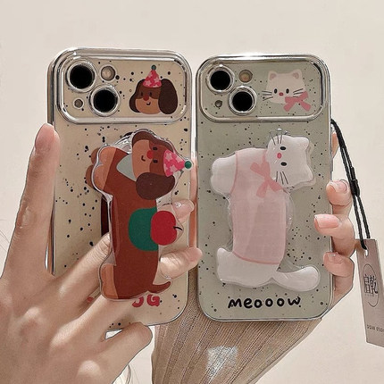 泼墨小狗猫咪适用于OPPO Reno15pro手机壳1413/12pro+RENO10/9/8/7硅胶新款R17r15软RENO6pro/5k新视窗保护套