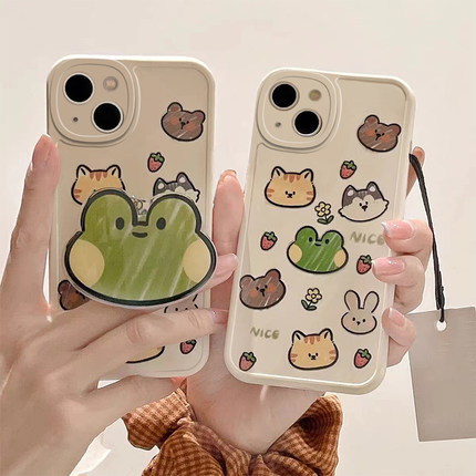 超萌青蛙支架适用于opporeno15pro手机壳reno14/13/12pro新款reno10/9/8/7pro+保护套reno6/5k4全包renoz胖妹