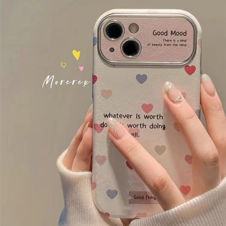 简约彩色爱心适用于苹果16e/plus/15PROMAX手机壳iphone14硅胶13pm/12/11PROxrXsMax8Plus女MINI新视窗保护套