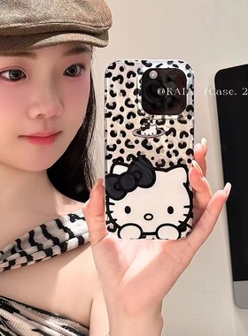 黑色豹纹小猫适用于三星s25plus手机壳s24+s23/s22/s21FE新款保护套note20ultra/s10/9/8女防摔A54/53羽纱