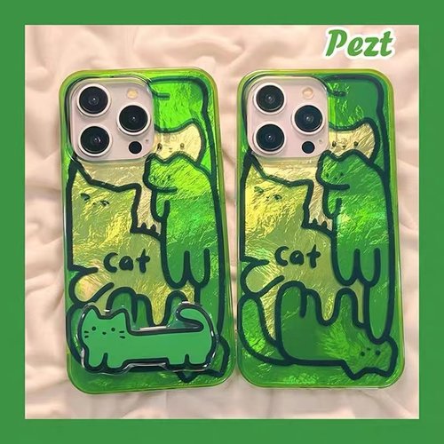 锡纸绿色猫咪用于一加手机壳