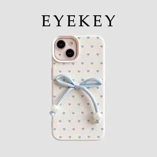 40epro新款 皮纹pura70pro p60 爱心蓝蝴蝶结适用于华为mate70pro p40pro p50 p3070Ultra女 手机壳mate60e