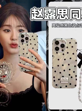 羽纱黑色波点适用于oppo findx9手机壳x8prox7/reno14pro/13/12女K12S/11/10软A5A6proA3新款ace2羽纱保护套