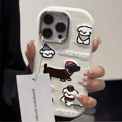 火翔刺绣小狗适用于OPPOrealme真我14pro+13手机壳15/11neo7x/6seGT8prok12x新款K11/109全包V50镜框保护套