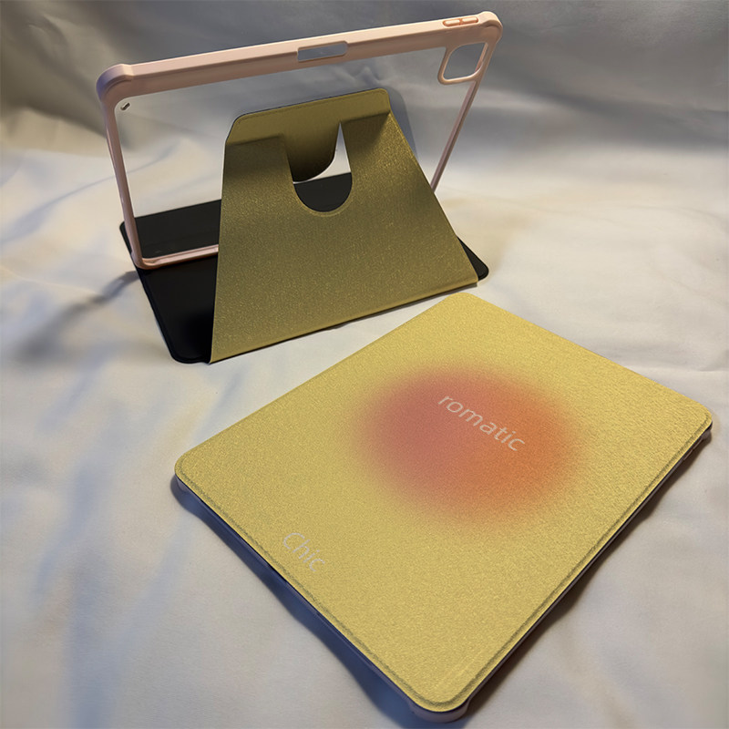 倚琪 粉黄晕染2025新款小米平板8保护壳适用11英寸红米pad7带笔槽旋转电脑pro6透明卡通12.4寸7Spro硅胶套