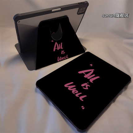 倚琪 玫红字母2025新款matepad12保护壳适用华为matepad air2透明7荣耀平板V9pro带旋转V8卡通magic硅胶套se6