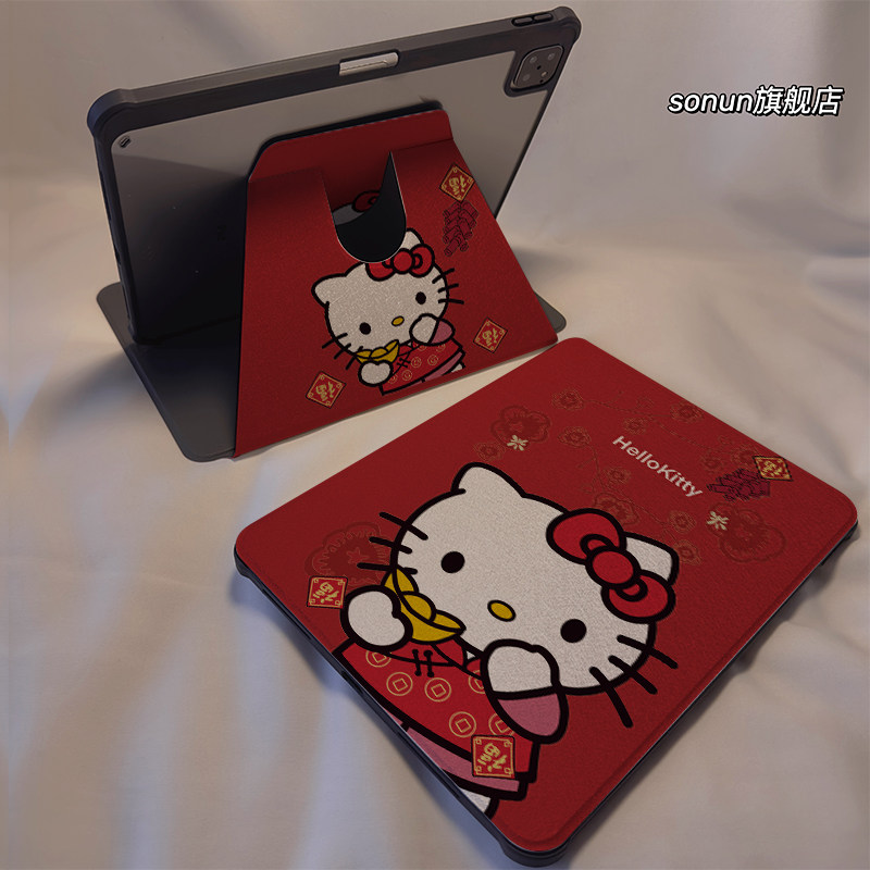 倚琪 剪纸凯蒂2025新款小米平板8保护壳适用11英寸红米pad7带笔槽旋转电脑pro6透明卡通12.4寸7Spro硅胶套