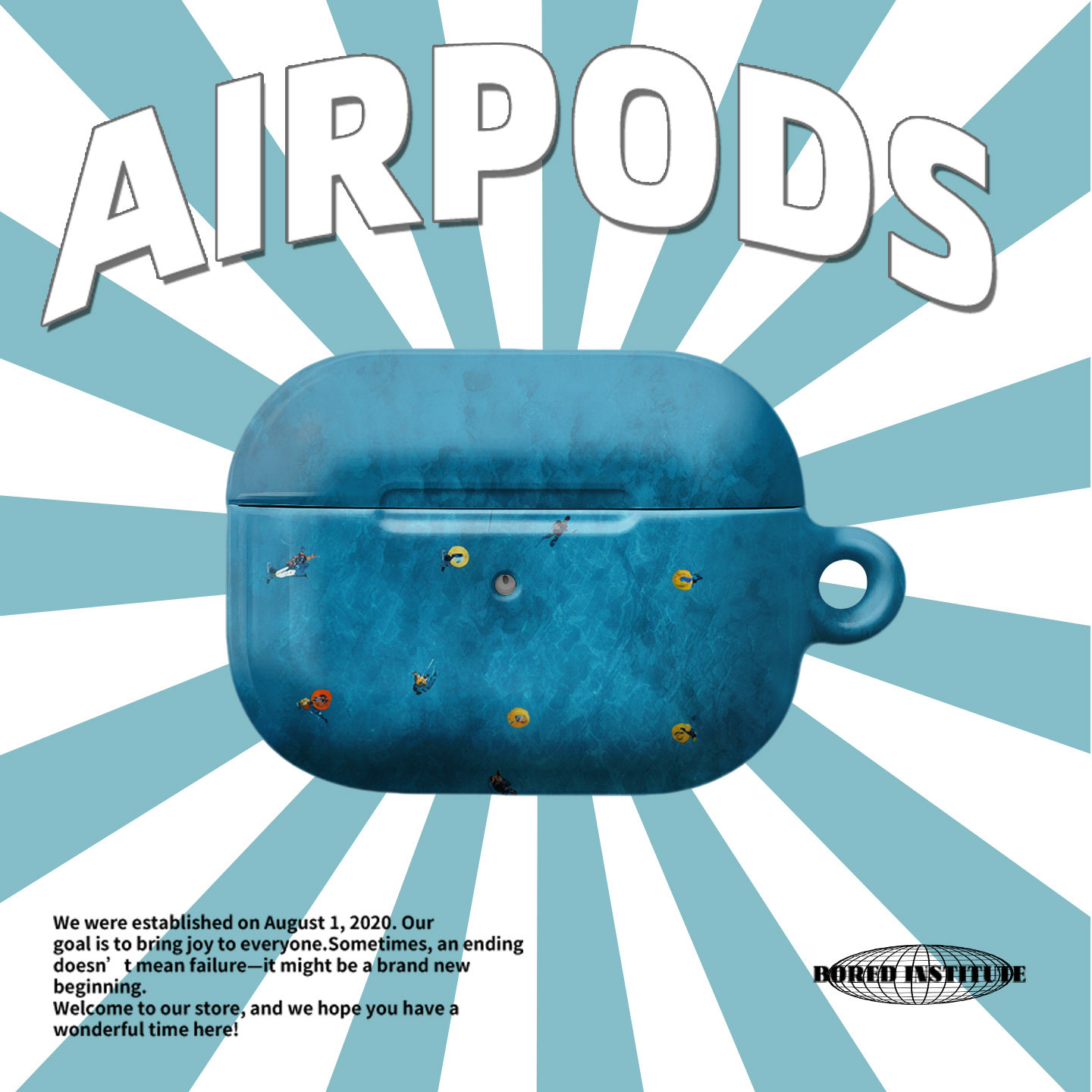 小众油画风大海游泳插画适用于airpods4/3苹果无线蓝牙耳机AirPodsPro3/二代pro韩国菲林保护套2/1保护壳个性,3C数码配件,耳机保护套,淘宝优惠券,粉丝福利购,淘宝优惠卷