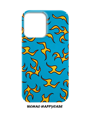 黄色火焰适用于苹果17promax手机壳一加13创意iPhone14小米15时尚12/13mini磨砂16苹果78plus保护套防摔潮流