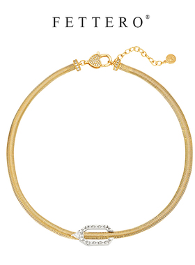 fettero 铜合金项链 【双色T锆圈蛇链颈链】复古欧美小众个性