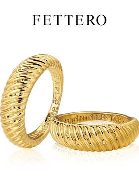 fettero 铜合金戒指 【渐变斜纹戒指】时尚情侣简约气质百搭