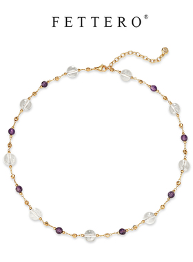 fettero 铜合金项链 【金色白紫色西瓜珠项链】气质轻奢百搭时尚