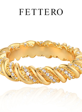fettero 铜合金戒指 【钻线绕圆圈戒指】百搭简约时尚小众个性精