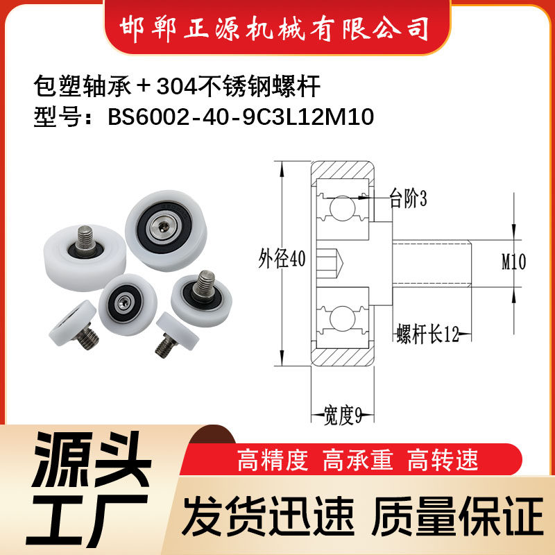POM包塑轴承+不锈钢螺杆6002系列高承重高精度高转速包塑轴承
