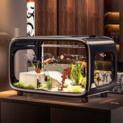 透明鱼缸生态造景高透微景观水族金鱼缸塑料客厅桌面轻奢乌龟缸