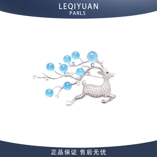 毛衣时尚 LEQIYUAN水晶发财鹿胸针多功能胸花搭配西装 大气节日送礼