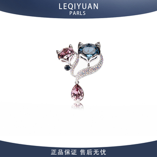 leqiyuan双狐狸头胸针女轻奢百搭晚礼服配饰小众欧美风高级感设计