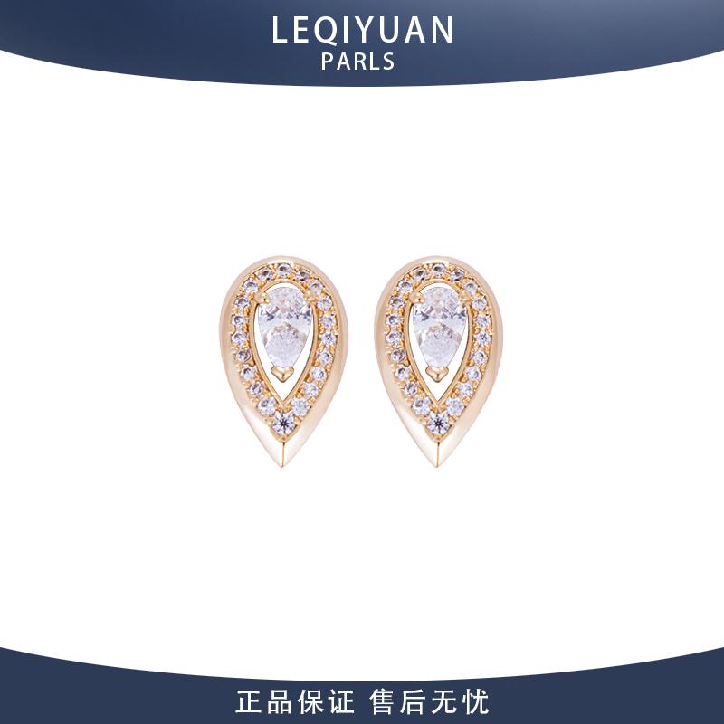 水滴满钻耳钉女轻奢小众法式原创
